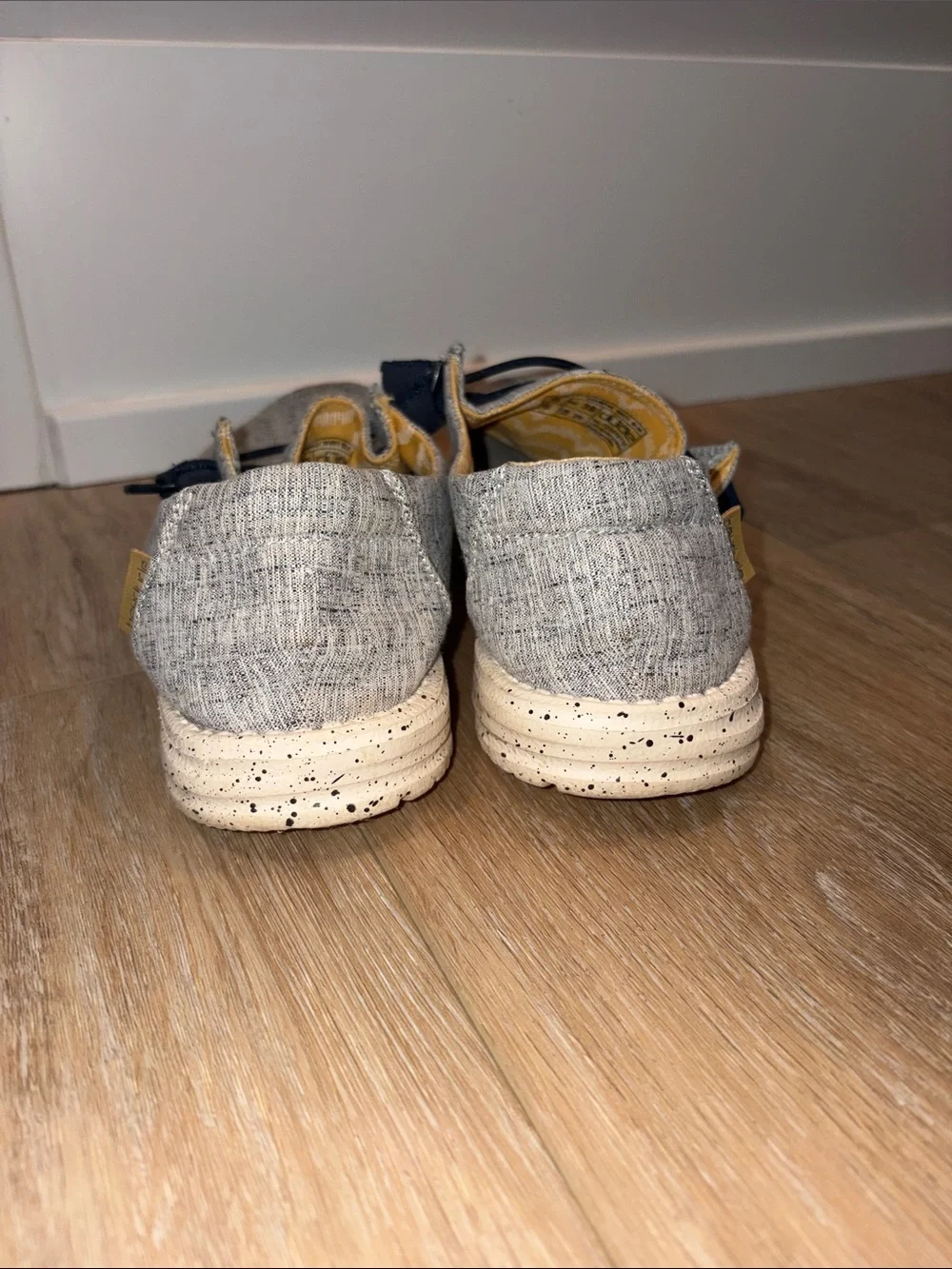 Casual Grey Slip-On Women’s Shoes with Navy Laces